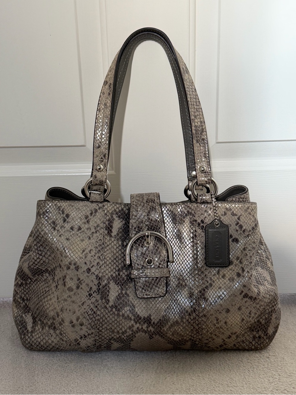 Coach - Soho Python Embossed Carryall Shoulder Bag - Gem